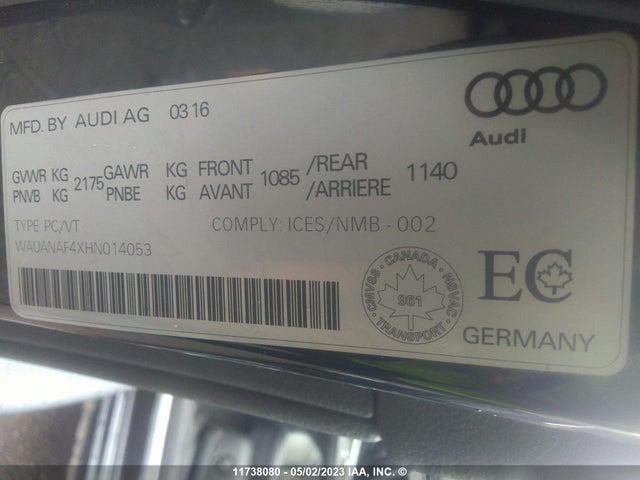 WAUANAF4XHN014053 Audi A4 PREMIUM