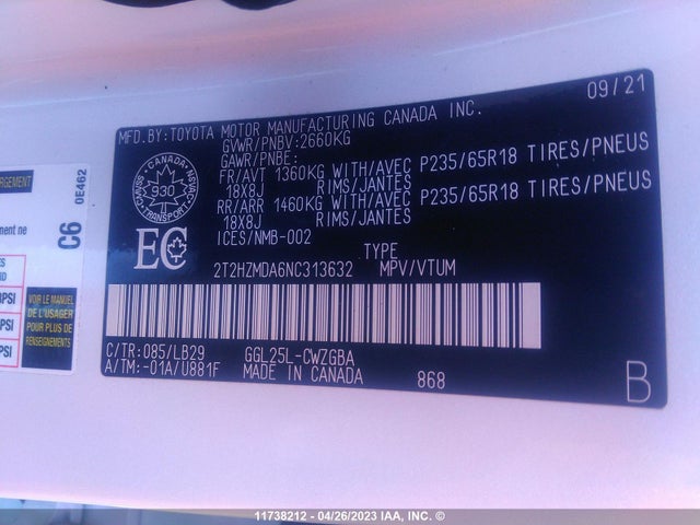 2T2HZMDA6NC313632 Lexus RX 350