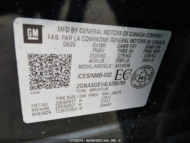 Chevrolet EQUINOX LT 2020 2GNAXUEV4L6255765 Image 9