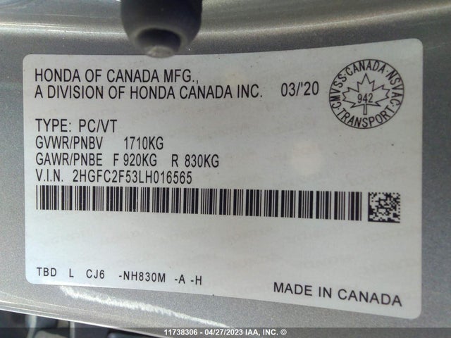 Honda Civic Sedan Lx 2020 2HGFC2F53LH016565 Image 11