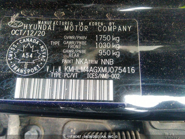 Hyundai ELANTRA SEL 2021 KMHLM4AGXMU075416 Image 10