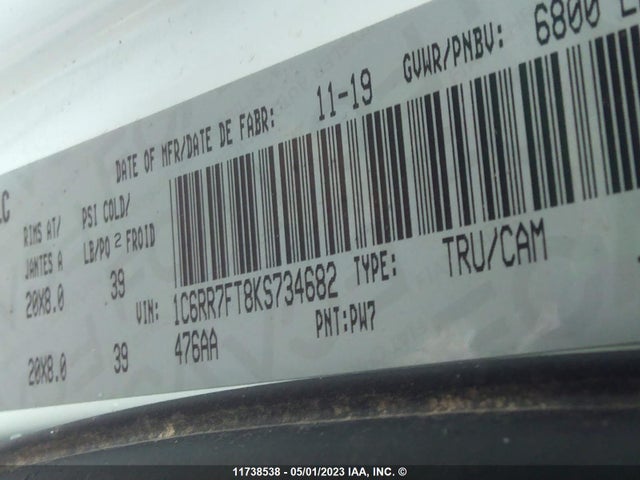 1C6RR7FT8KS734682 RAM 1500 Classic Express
