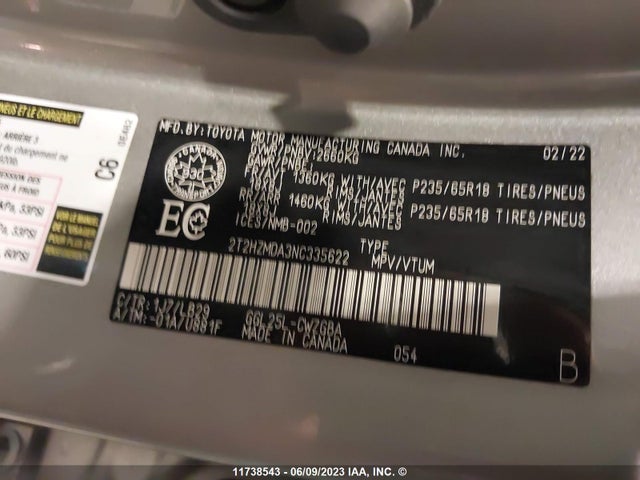 2T2HZMDA3NC335622 Lexus Rx Rx 350