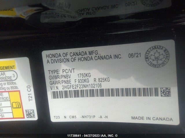 Honda Civic Sedan Lx 2022 2HGFE2F23NH102106 Image 9