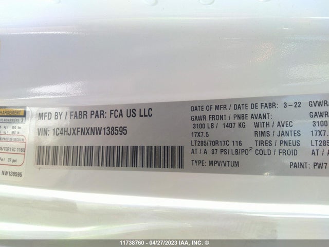 1C4HJXFNXNW138595 Jeep Wrangler Unlimited Rubicon