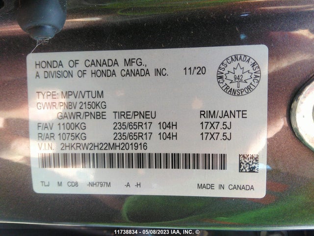 Honda CR-V LX 2021 2HKRW2H22MH201916 Image 10