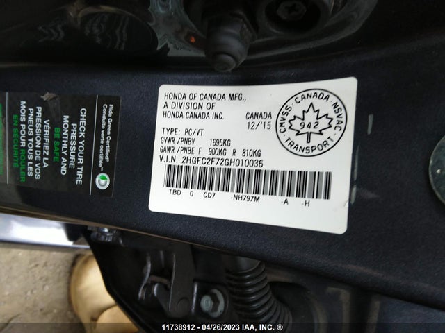 Honda Civic Sedan Ex 2016 2HGFC2F72GH010036 Image 9