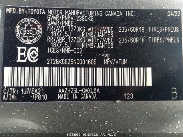 2T2GKCEZ9NC001609 Lexus Nx Nx 350h
