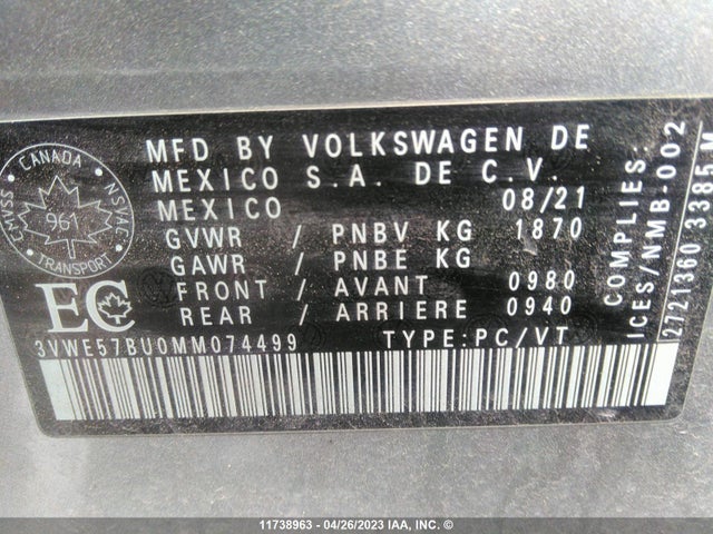 Volkswagen Jetta Highline 2021 3VWE57BU0MM074499 Image 11
