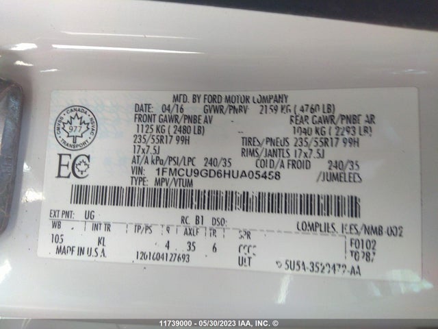 Ford ESCAPE SE 2017 1FMCU9GD6HUA05458 Image 11