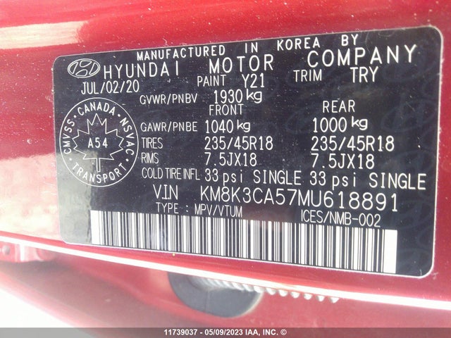 Hyundai Kona Trend 2021 KM8K3CA57MU618891 Image 9