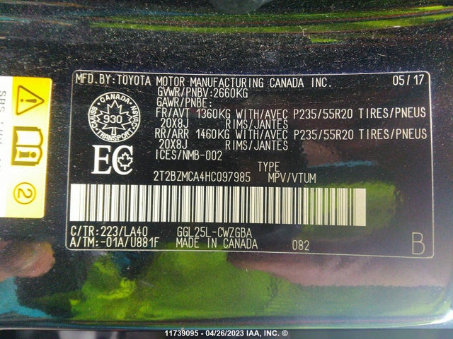 2T2BZMCA4HC097985 Lexus RX 350
