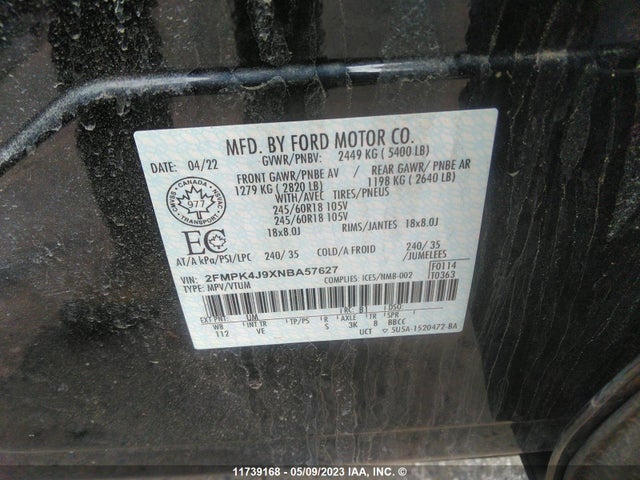 Ford EDGE SEL 2022 2FMPK4J9XNBA57627 Image 11