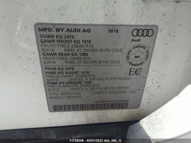 WA1BNAFYXJ2227600 Audi Q5 Progressiv