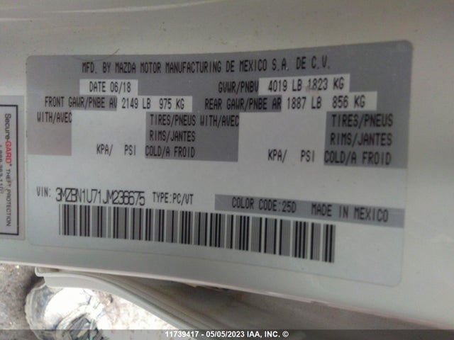 Mazda Mazda3 Gx 2018 3MZBN1U71JM236675 Image 10