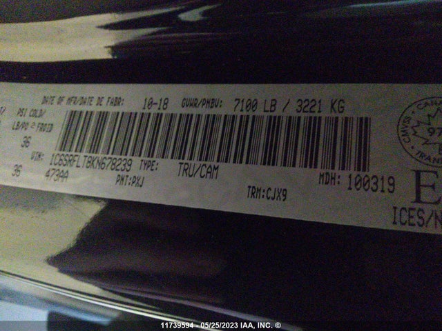1C6SRFLT8KN678239 RAM 1500 Sport
