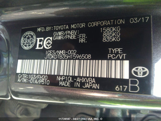 Toyota PRIUS C 2017 JTDKDTB35H1596508 Image 9