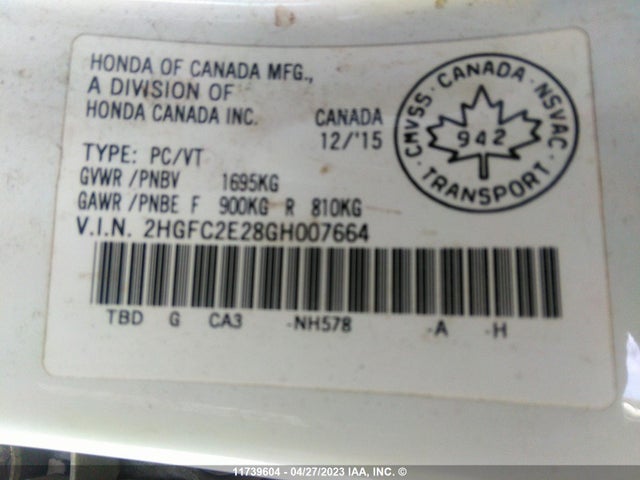 Honda Civic Dx 2016 2HGFC2E28GH007664 Image 10