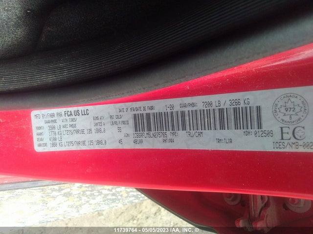 1C6SRFLM5LN275765 RAM 1500 Rebel