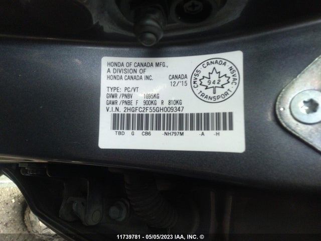 Honda Civic Lx 2016 2HGFC2F55GH009347 Image 10