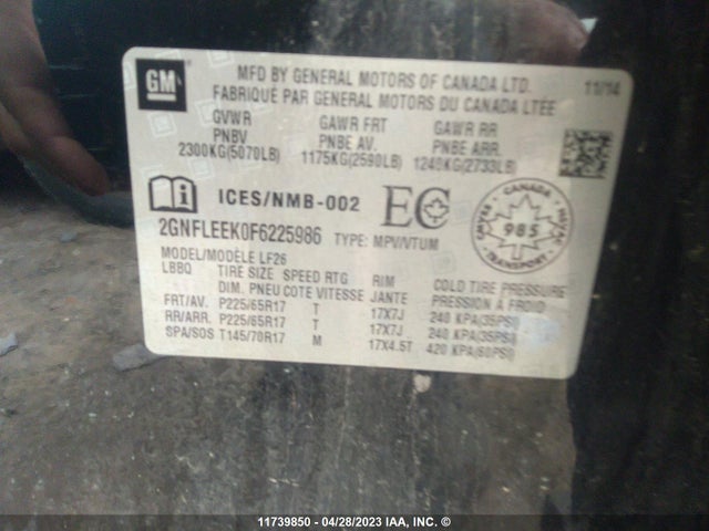 Chevrolet EQUINOX LS 2015 2GNFLEEK0F6225986 Image 9