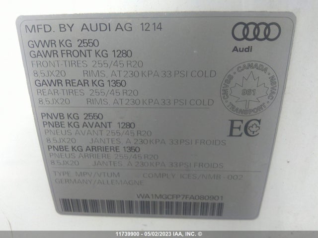 WA1MGCFP7FA080901 Audi Q5 Technik