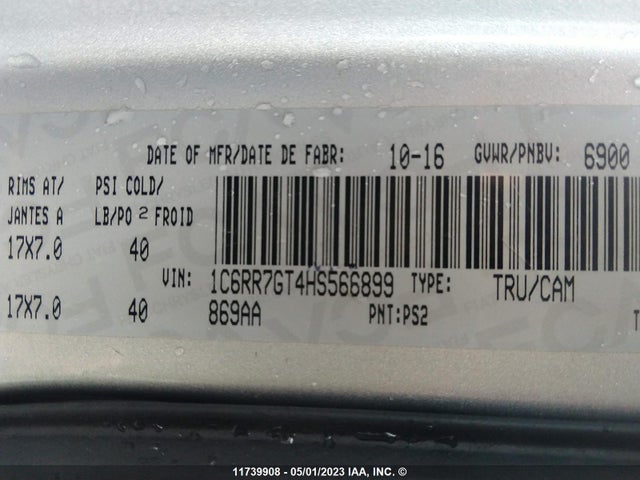 1C6RR7GT4HS566899 RAM 1500 Slt