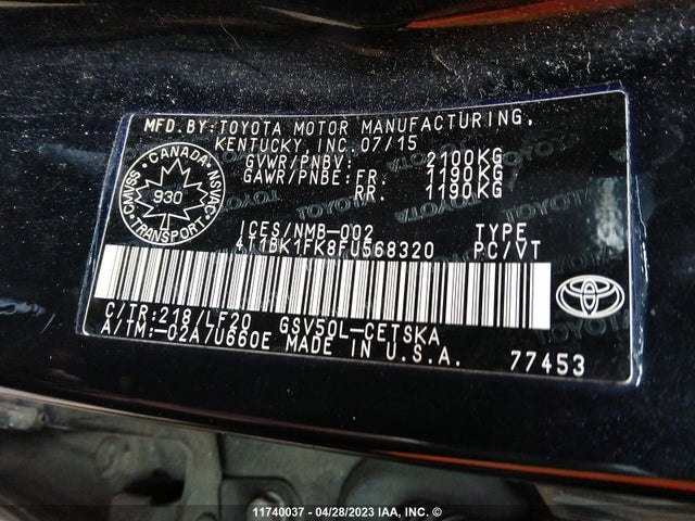 Toyota CAMRY 2015 4T1BK1FK8FU568320 Image 9