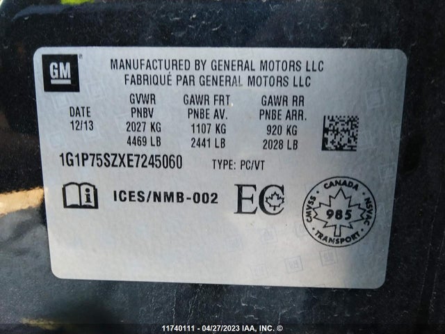 Chevrolet Cruze 2014 1G1P75SZXE7245060 Image 9