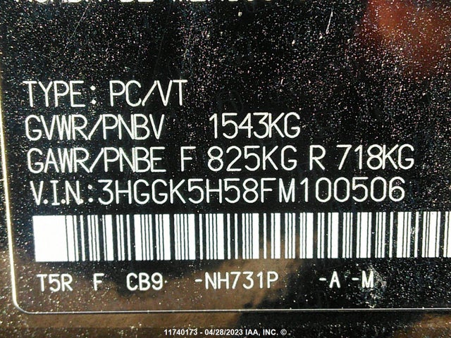 Honda FIT LX 2015 3HGGK5H58FM100506 Image 9