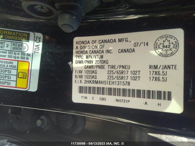 Honda CR-V EX 2014 2HKRM4H51EH131578 Image 9