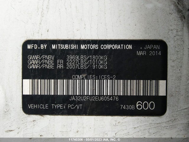 JA32U2FU2EU605476 Mitsubishi Lancer Es/es Sport