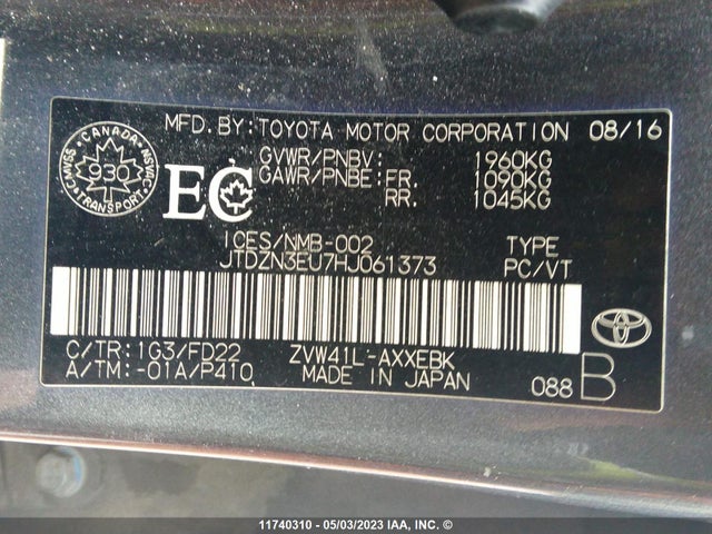 Toyota PRIUS V 2017 JTDZN3EU7HJ061373 Image 9
