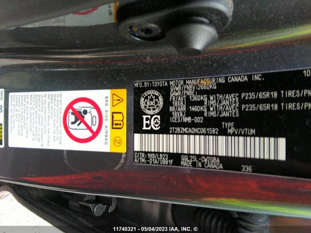 2T2BZMCA0HC061582 Lexus Rx 350/base/f Sport
