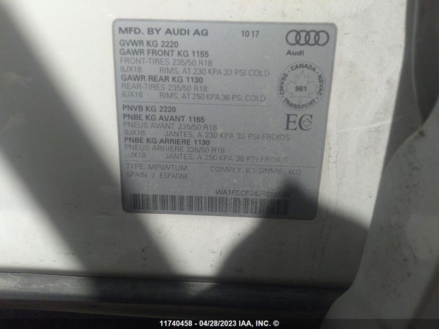 WA1ECCFS4JR015549 Audi Q3 PREMIUM