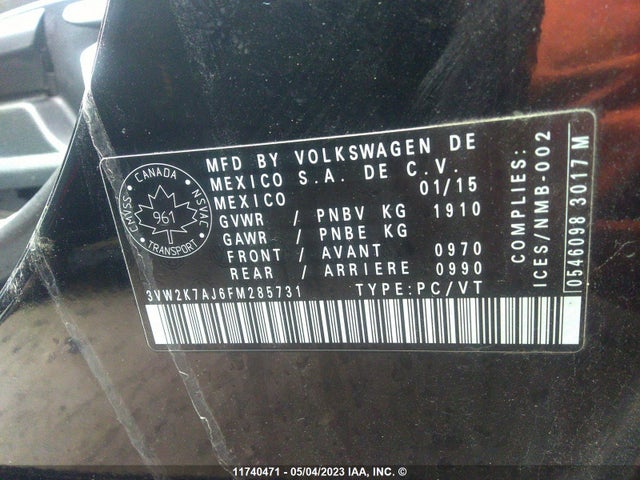 3VW2K7AJ6FM285731 Volkswagen JETTA S