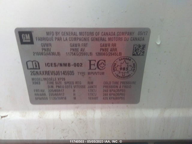 Chevrolet EQUINOX LS 2018 2GNAXREV9J6145935 Image 10