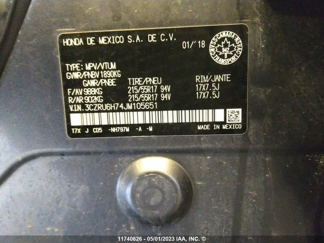 Honda Hr-v Exl 2018 3CZRU6H74JM105651 Image 9