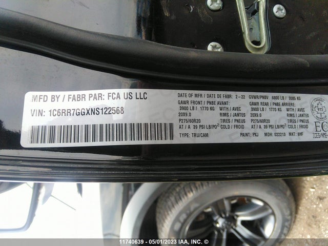 1C6RR7GGXNS122568 RAM 1500 Classic Slt