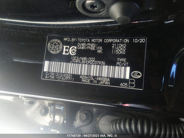 JTHR9JBH0M2037936 Lexus UX 250H