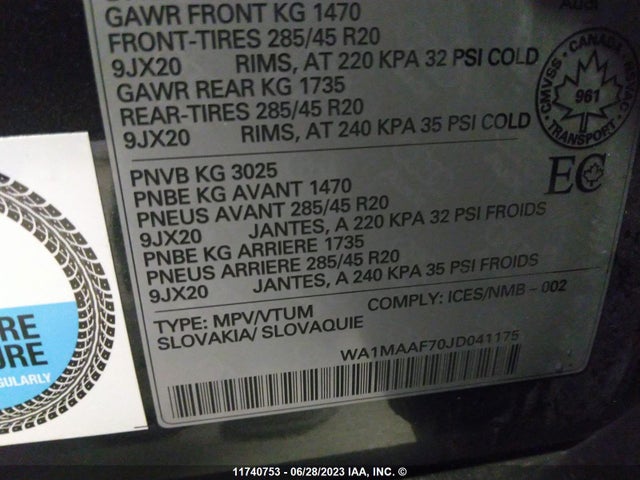 WA1MAAF70JD041175 Audi Q7 Progressiv S-line