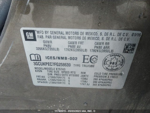 Chevrolet Silverado K1500 2015 3GCUKPEC7FG258639 Image 11