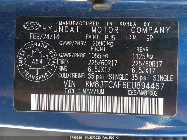 Hyundai TUCSON GLS 2014 KM8JTCAF6EU894467 Image 10