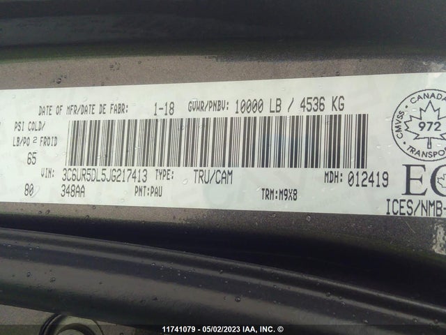 3C6UR5DL5JG217413 RAM 2500 Slt