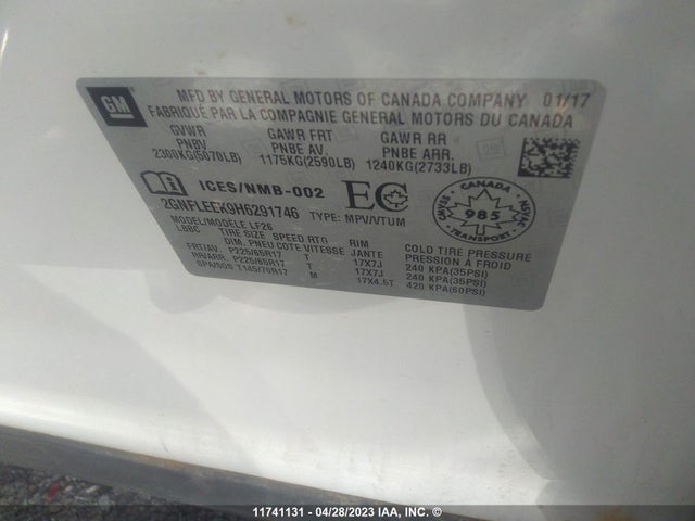 Chevrolet EQUINOX LS 2017 2GNFLEEK9H6291746 Image 9