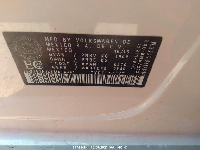 Volkswagen JETTA S 2016 3VW267AJXGM416844 Image 10