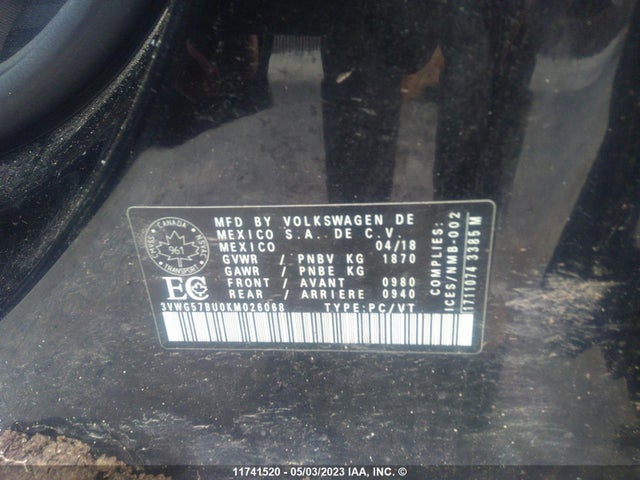 3VWG57BU0KM026068 Volkswagen JETTA