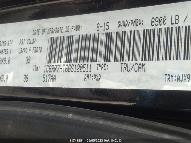1C6RR7HT6GS120511 RAM 1500 Sport
