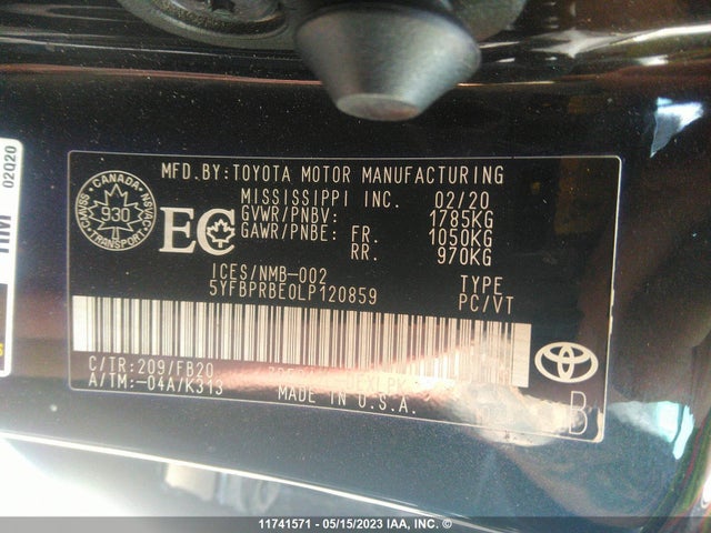 Toyota Corolla Le/l/xle 2020 5YFBPRBE0LP120859 Image 9