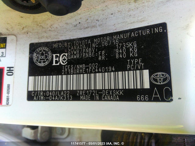 Toyota COROLLA CE/S/LE 2015 2T1BURHE1FC440194 Image 10
